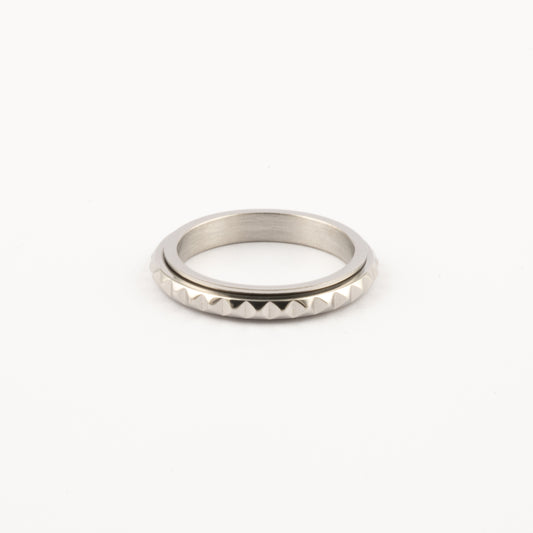 Anillo Deslizante Delgado Rombos Plateado