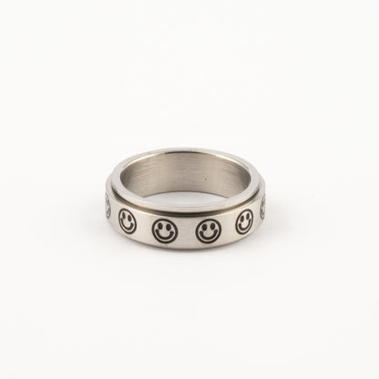 Anillo Deslizante Carita Feliz Plateado