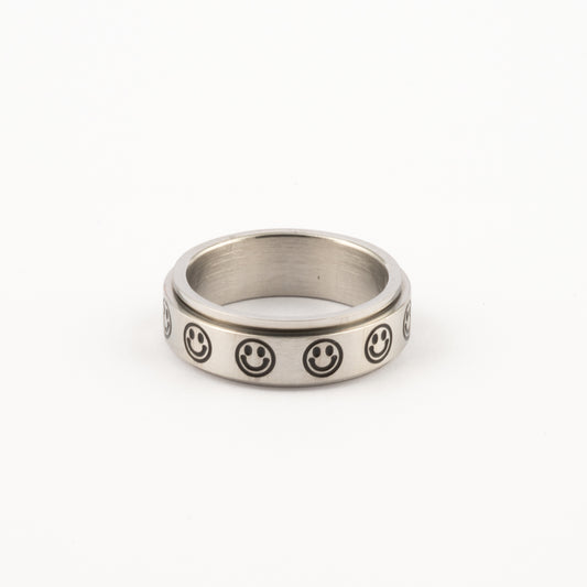 Anillo Deslizante Carita Feliz Plateado