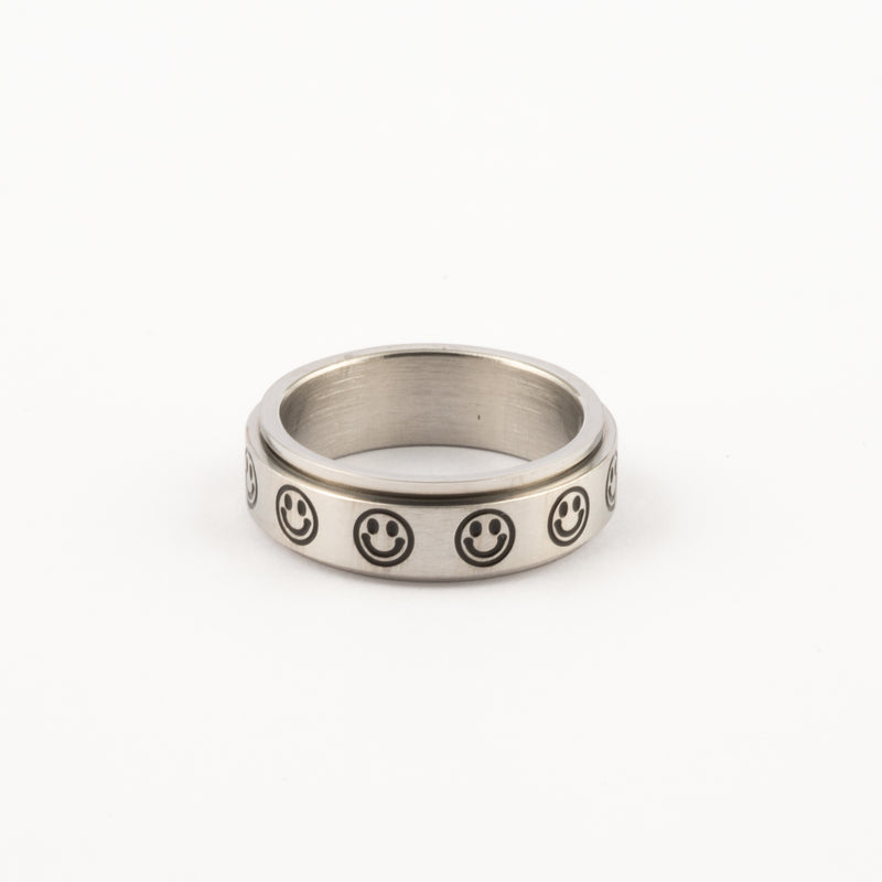 Anillo Deslizante Carita Feliz Plateado