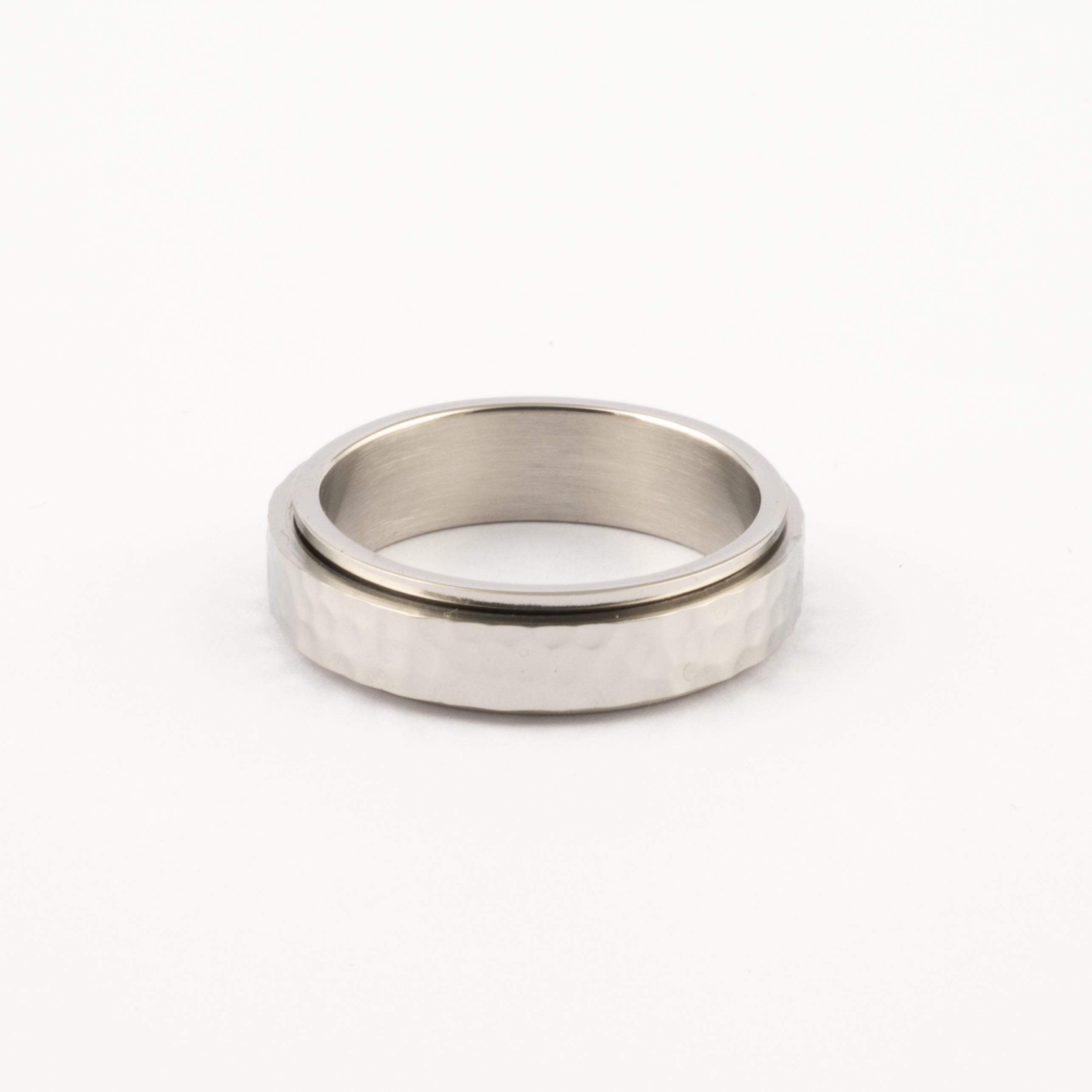 Anillo Deslizante Hammered Plateado