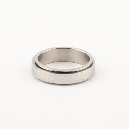Anillo Deslizante Hammered Plateado