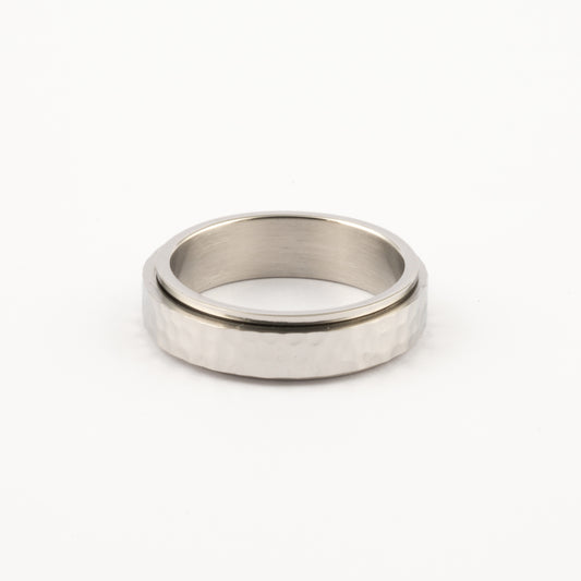 Anillo Deslizante Hammered Plateado