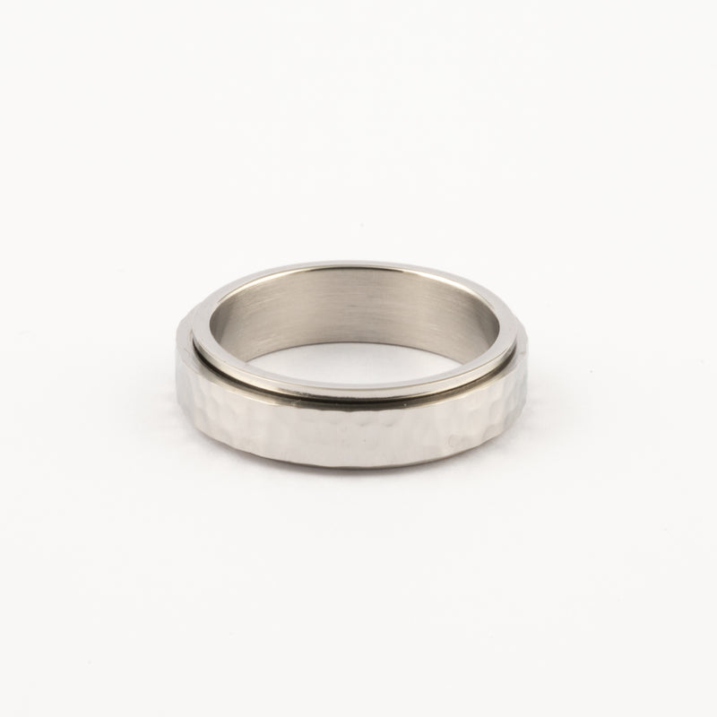 Anillo Deslizante Hammered Plateado