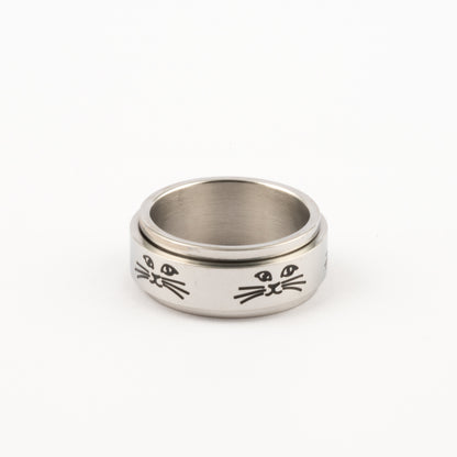 Anillo Deslizante Gatito Plateado