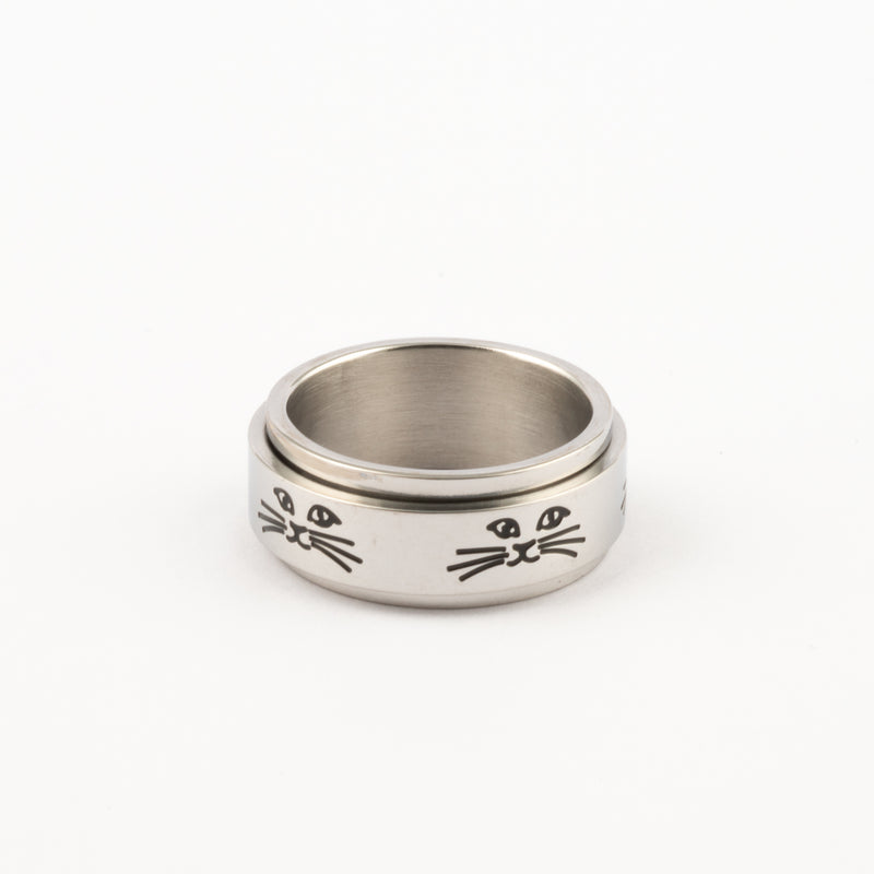 Anillo Deslizante Gatito Plateado