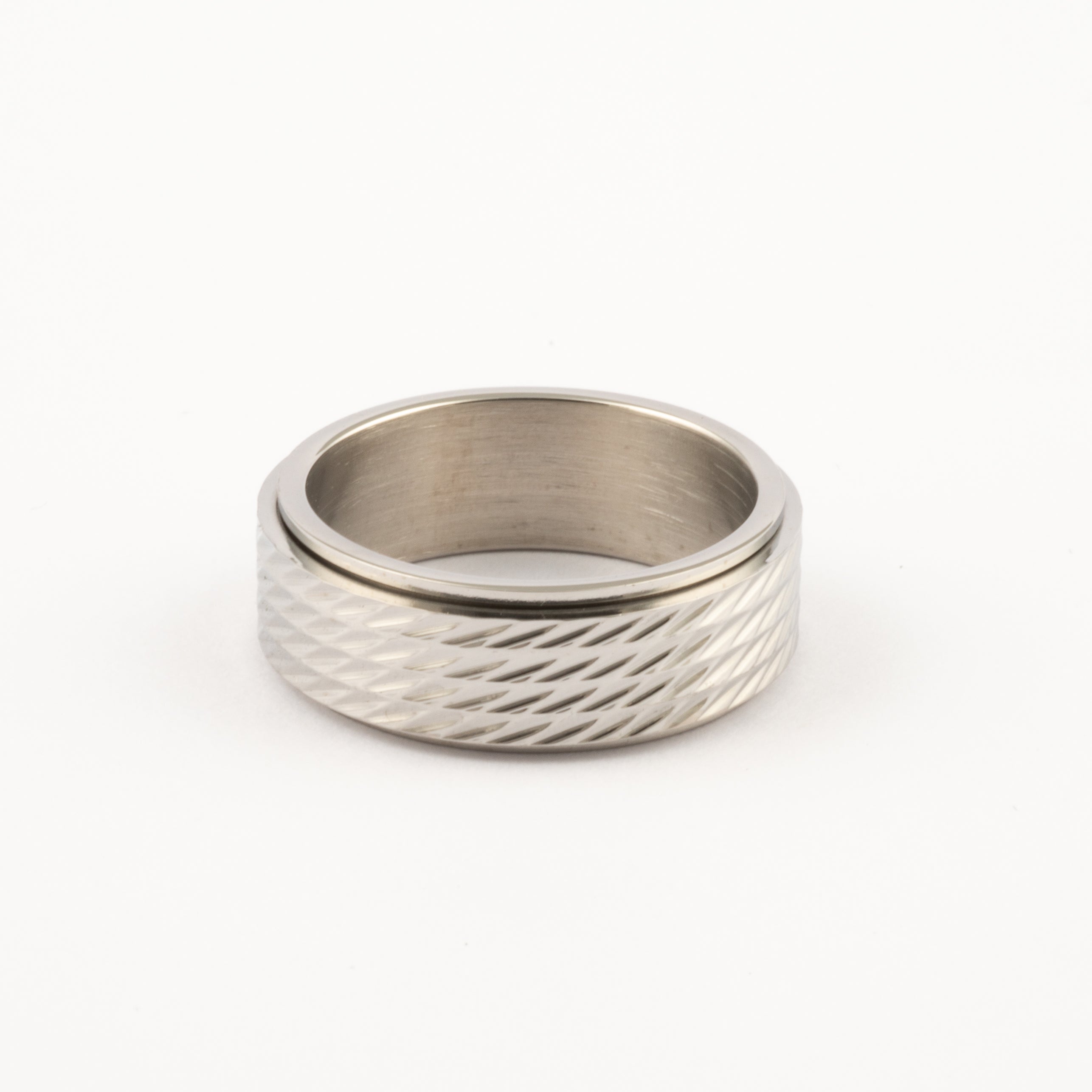 Anillo Deslizante Patrón Relieve Plateado