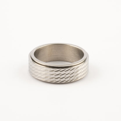 Anillo Deslizante Patrón Relieve Plateado