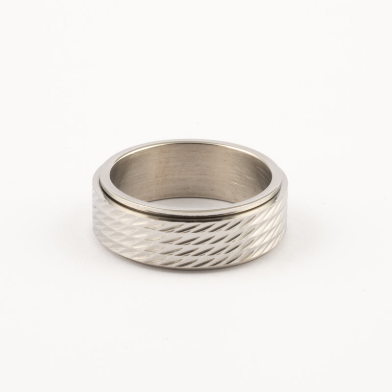 Anillo Deslizante Patrón Relieve Plateado