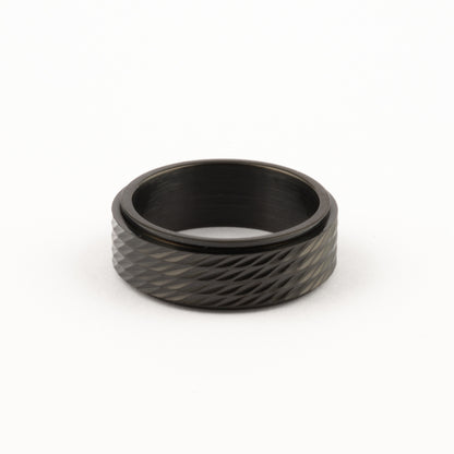Anillo Deslizante Patrón Relieve Negro