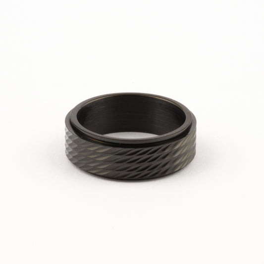 Anillo Deslizante Patrón Relieve Negro