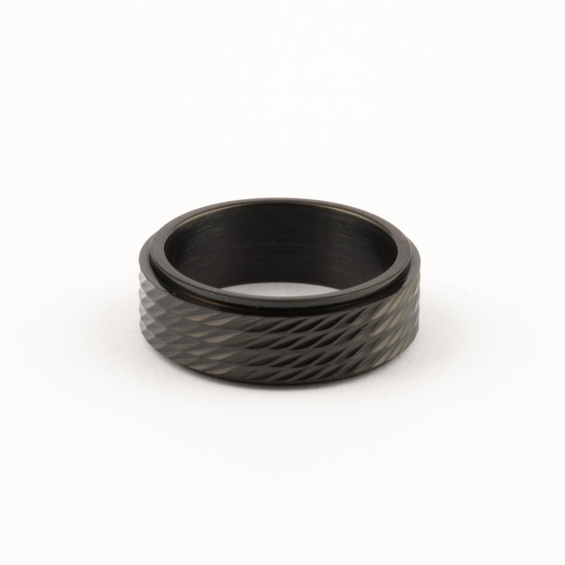 Anillo Deslizante Patrón Relieve Negro