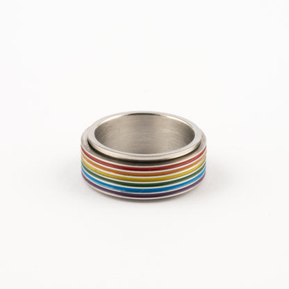 Anillo Deslizante Arcoiris Plateado
