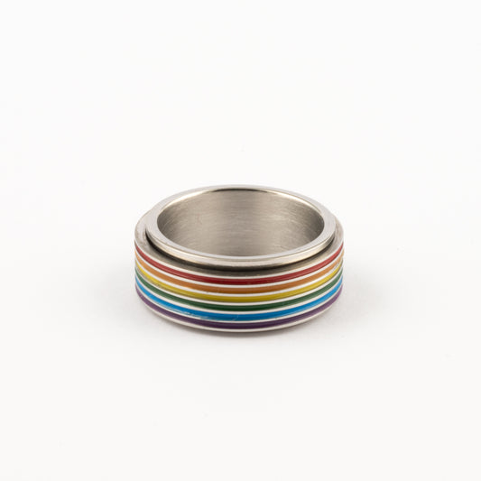 Anillo Deslizante Arcoiris Plateado