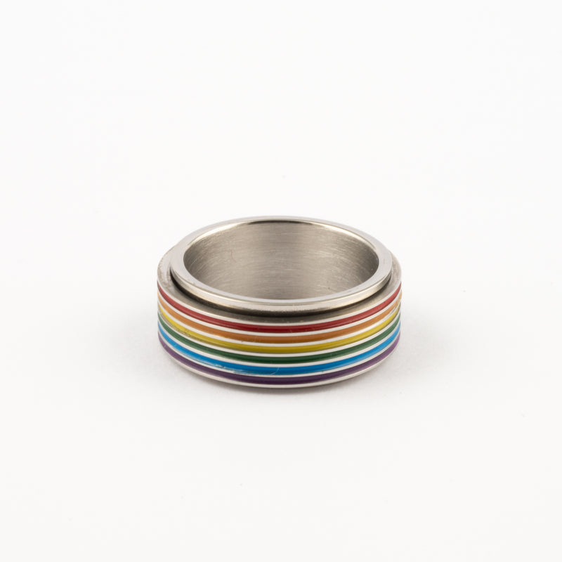 Anillo Deslizante Arcoiris Plateado