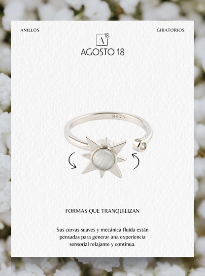 Anillo Anti-Estrés Plata S925 Sol Picos