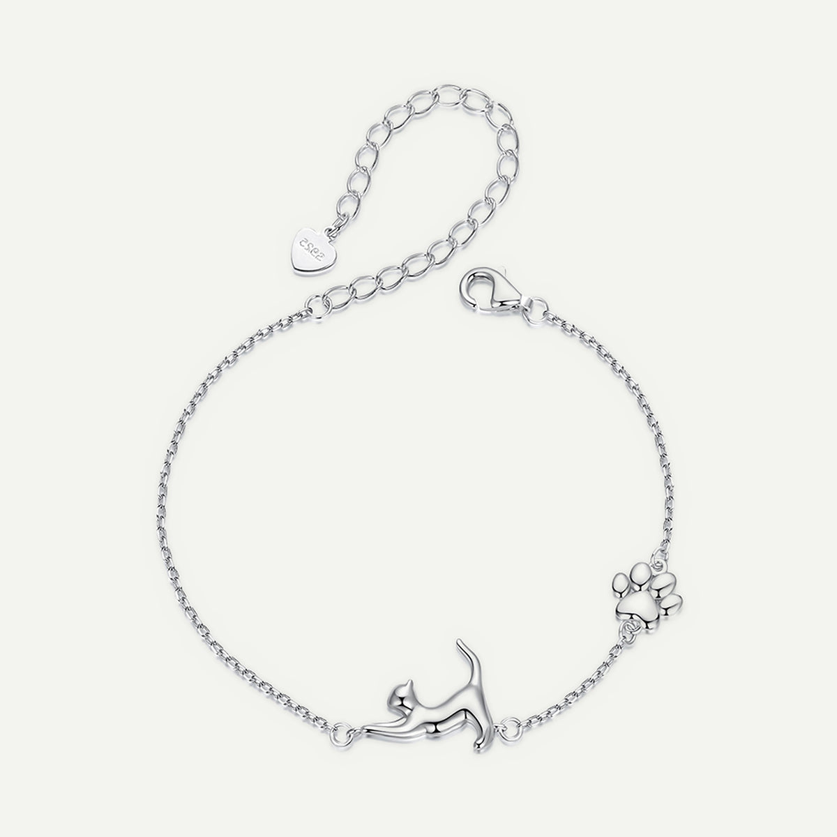Pulsera Plata S925 Gato y Pata