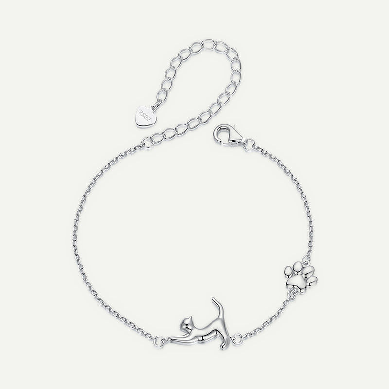 Pulsera Plata S925 Gato y Pata