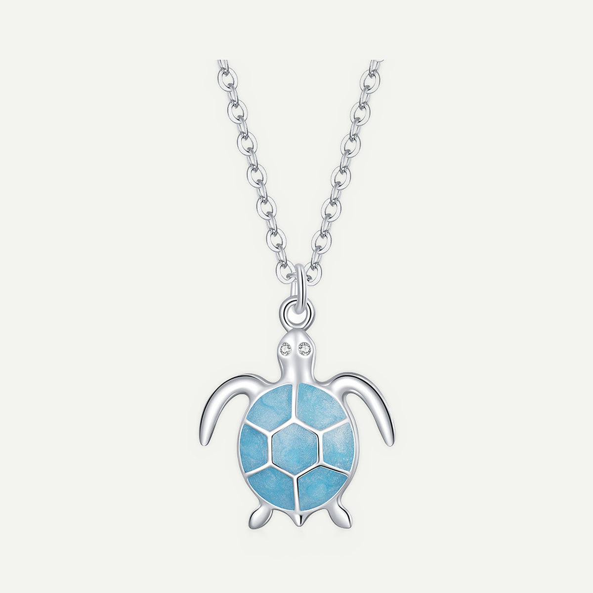 Collar Plata S925 Tortuga Azul