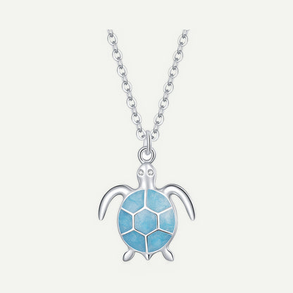 Collar Plata S925 Tortuga Azul