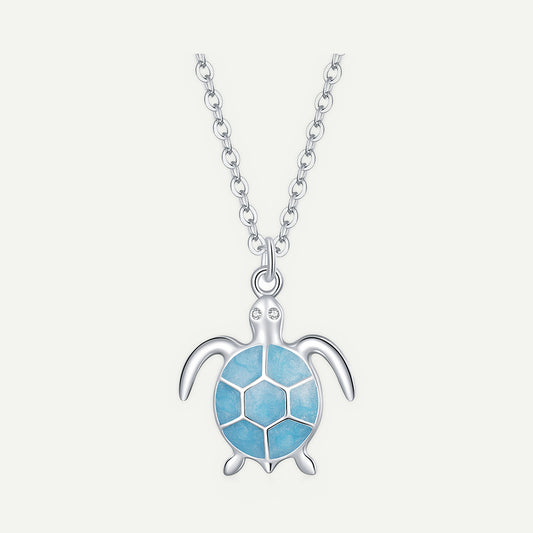 Collar Plata S925 Tortuga Azul