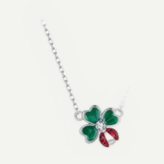 Collar Plata S925 Trébol y Mariquita