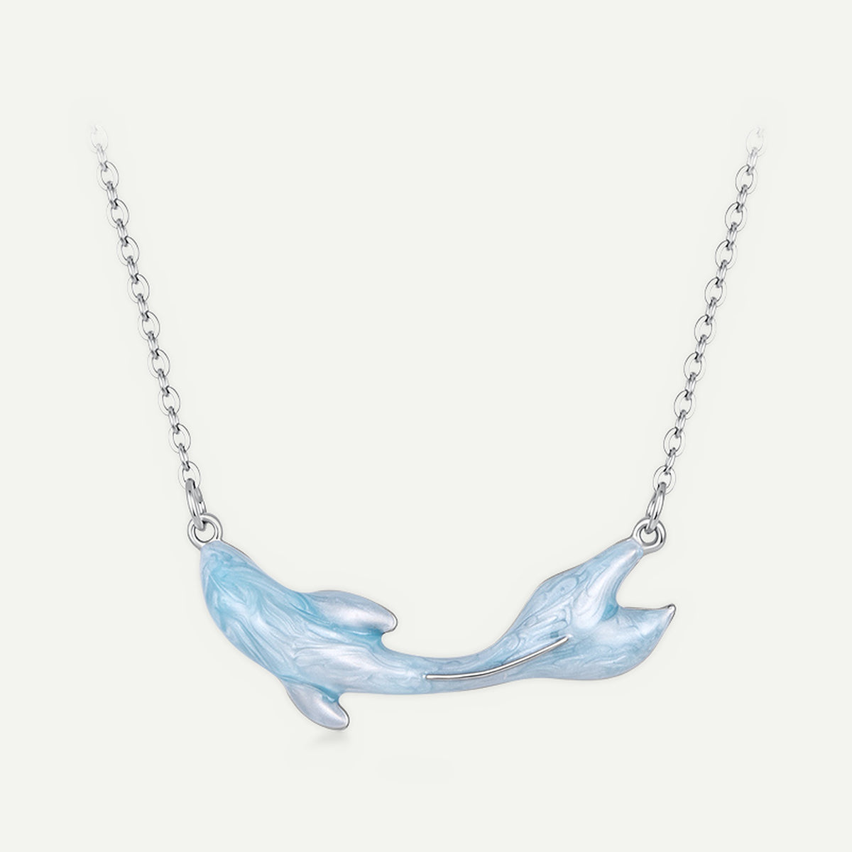 Collar Plata S925 Pez Azul