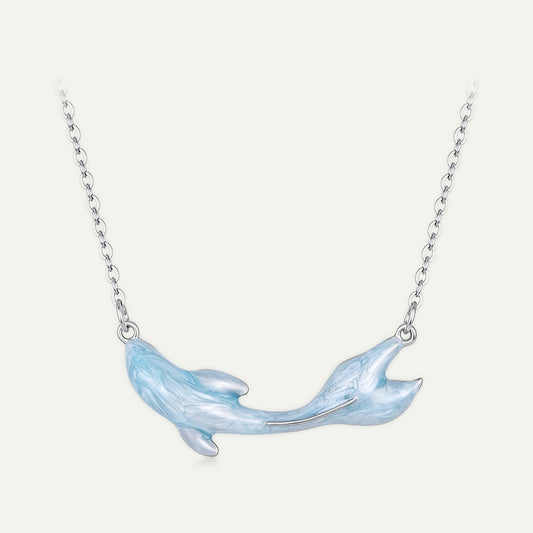 Collar Plata S925 Pez Azul