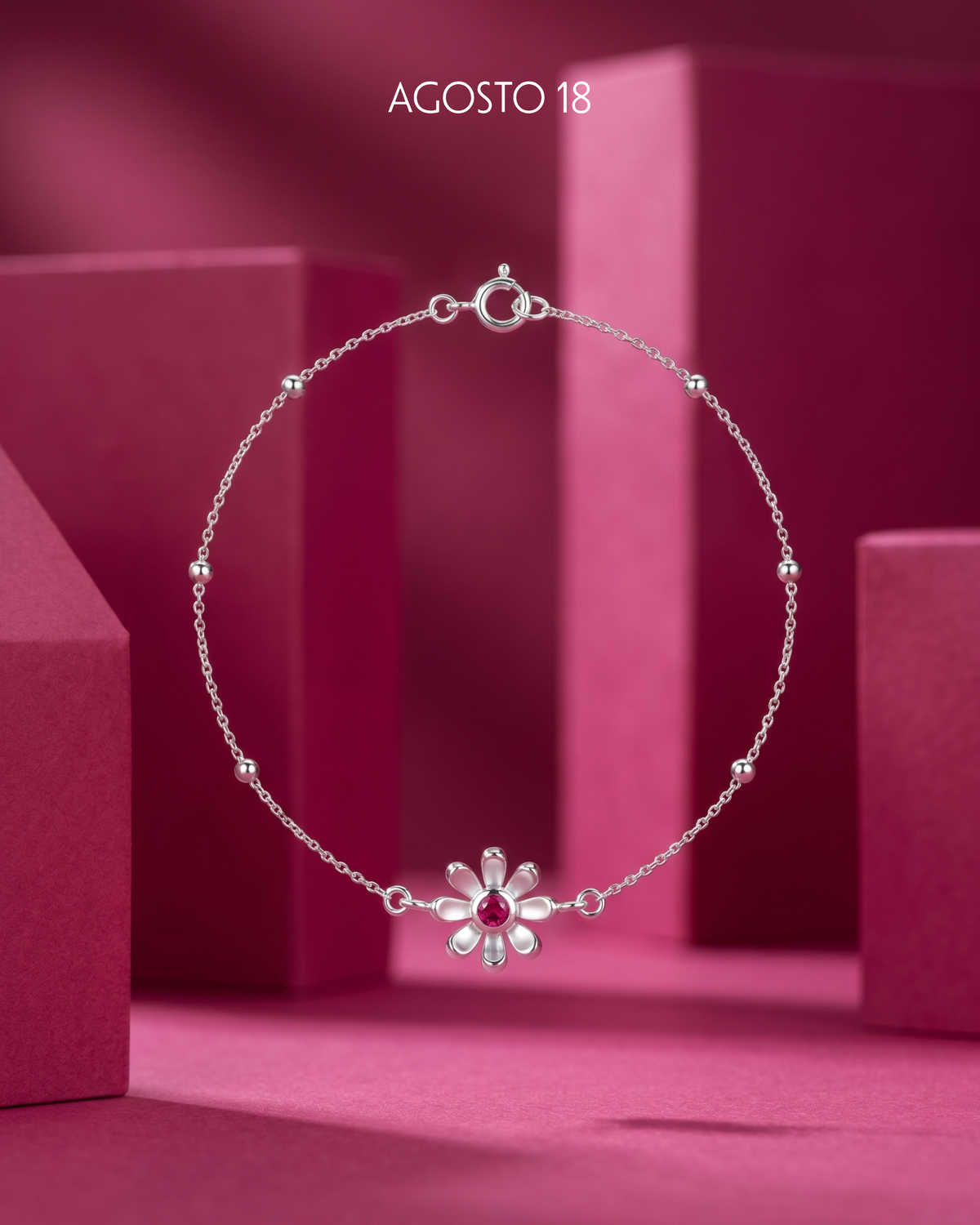 Tobillera Margarita Rubí Plata S925