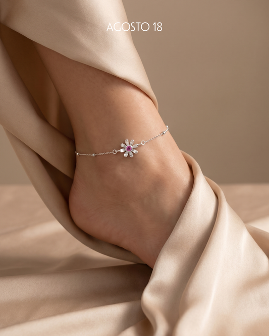 Tobillera Margarita Rubí Plata S925