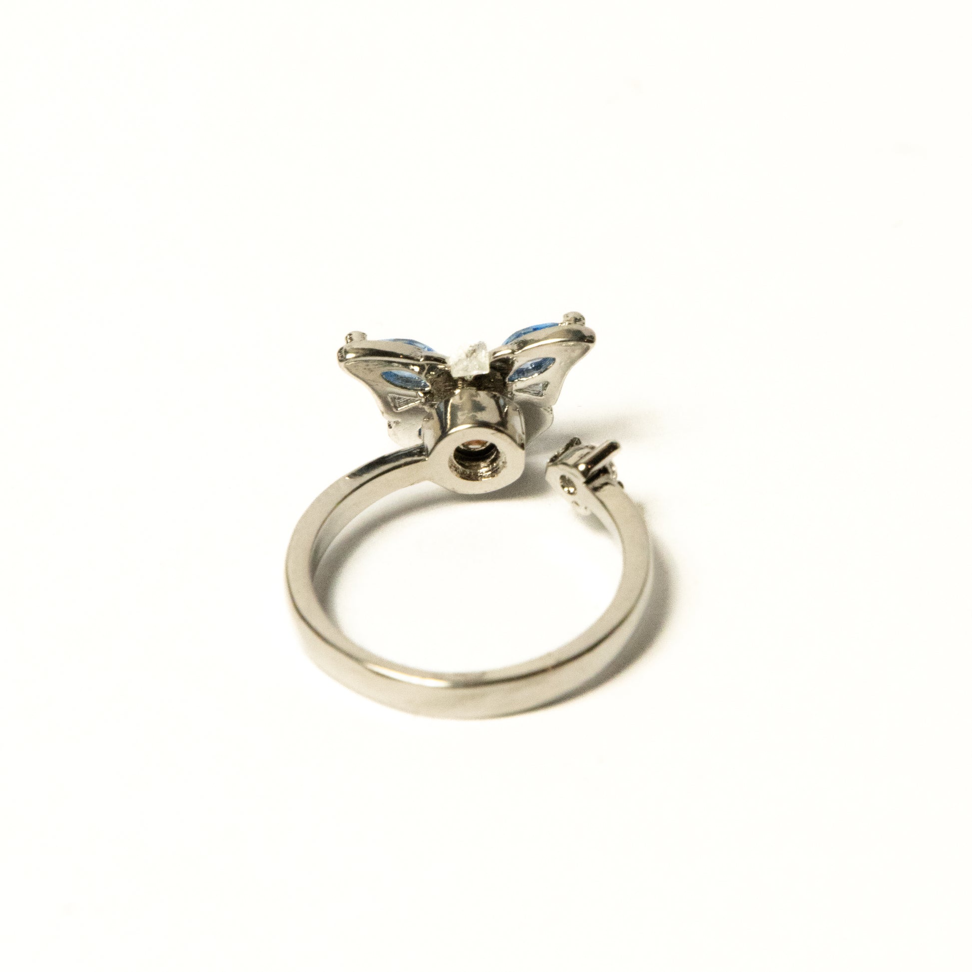 Anillo Giratorio Mariposa Plateado y Celeste - Agosto 18