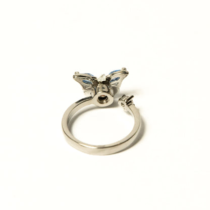 Anillo Giratorio Mariposa Plateado y Celeste - Agosto 18