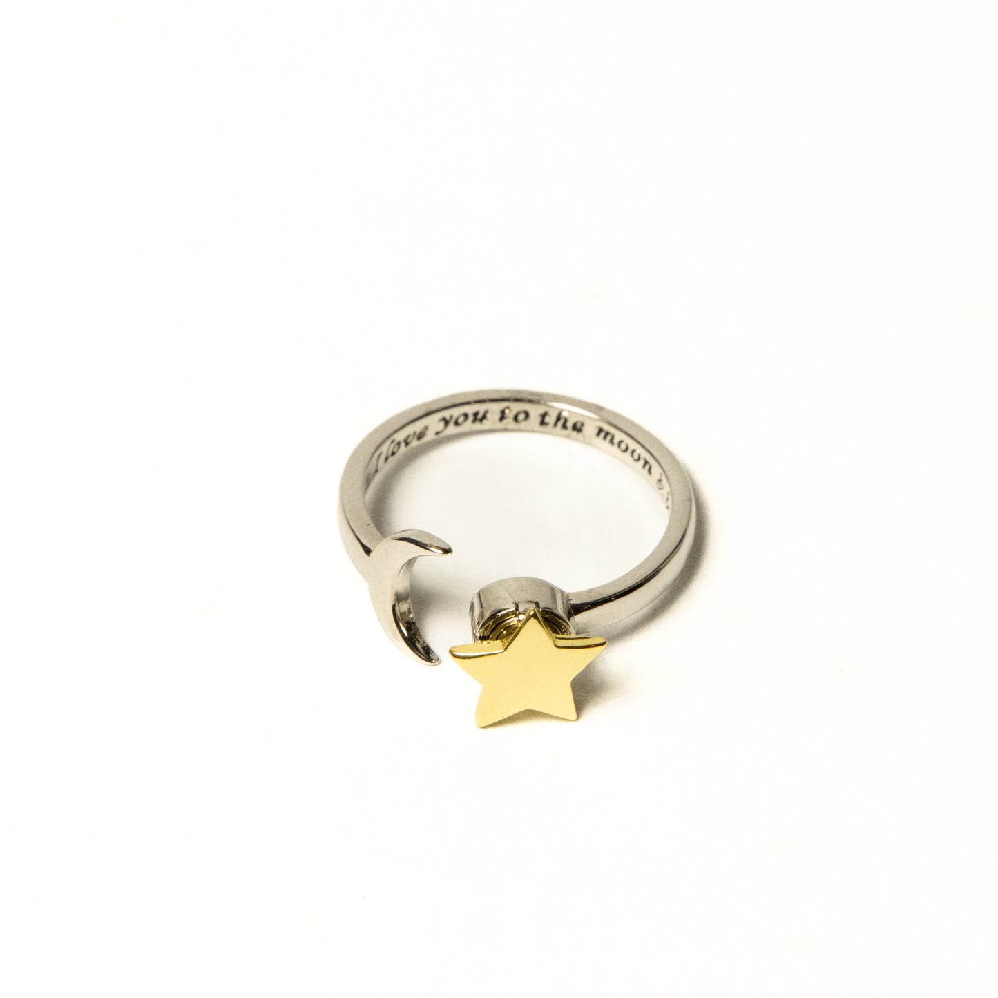Anillo Giratorio Grabado Estrella y Luna - Agosto 18