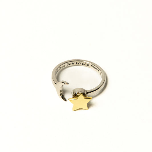 Anillo Giratorio Grabado Estrella y Luna - Agosto 18
