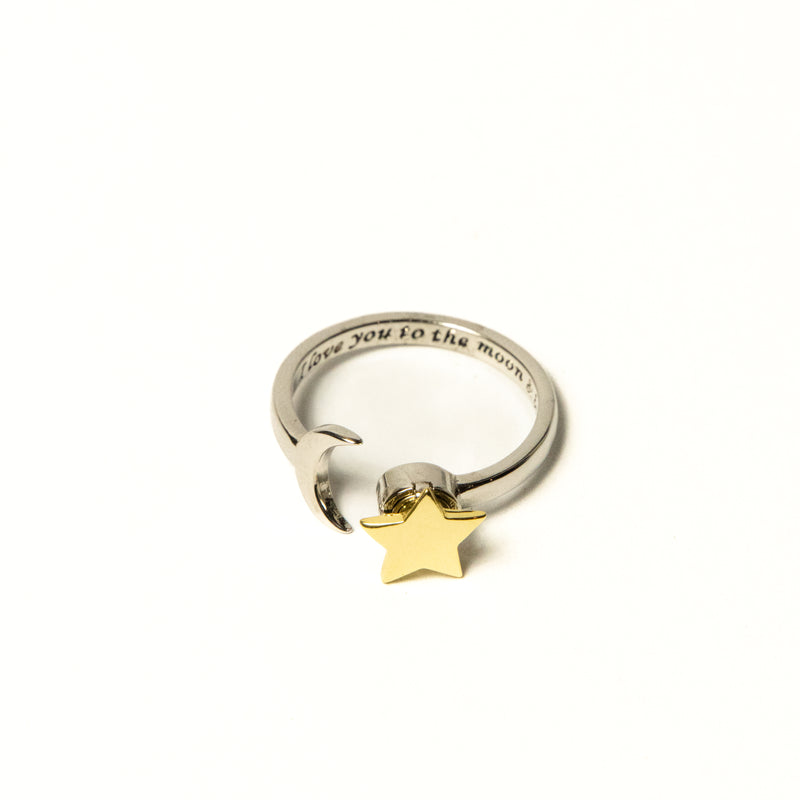 Anillo Giratorio Grabado Estrella y Luna - Agosto 18