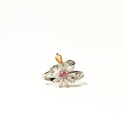 Anillo Giratorio Flor Rosa y Abeja - Agosto 18
