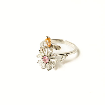 Anillo Giratorio Flor Rosa y Abeja - Agosto 18