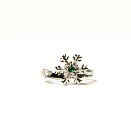 Anillo Giratorio Copo de Nieve Plateado - Agosto 18