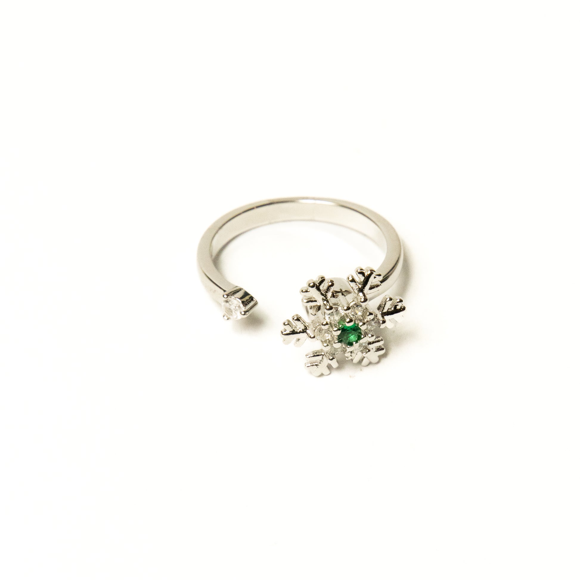 Anillo Giratorio Copo de Nieve Plateado - Agosto 18