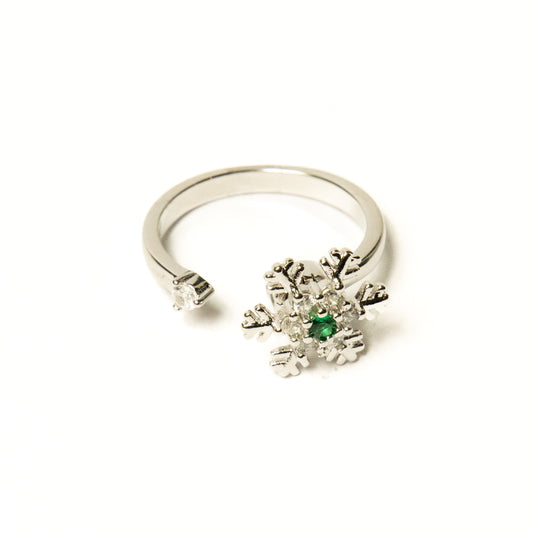 Anillo Giratorio Copo de Nieve Plateado - Agosto 18