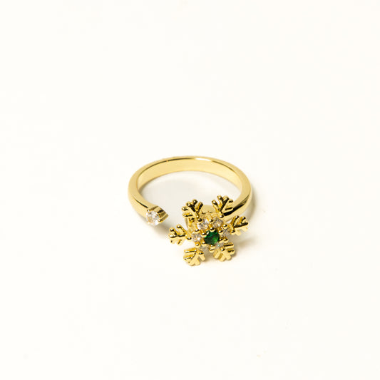 Anillo Giratorio Copo de Nieve Dorado - Agosto 18