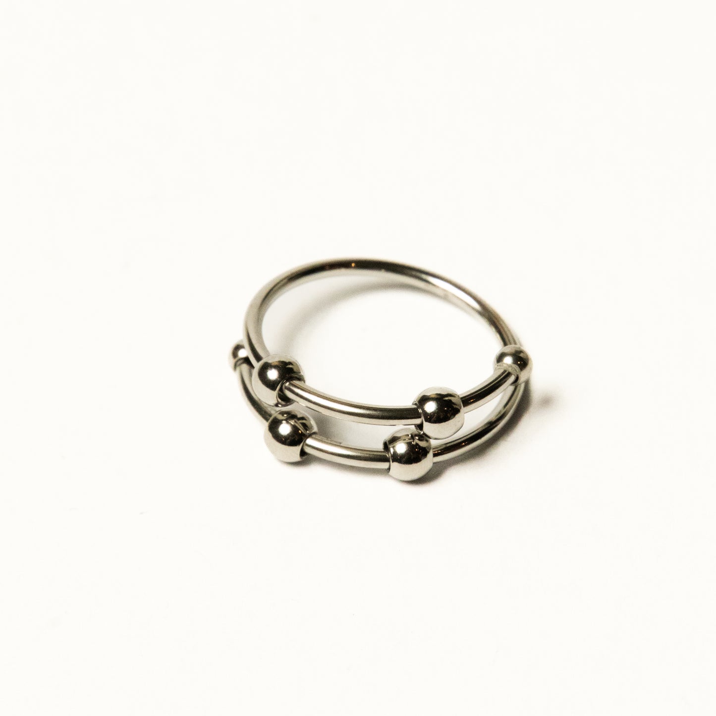 Anillo Anti-Estrés Deslizante Doble Julio Plateado