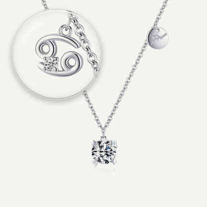 Collar Constelación Cáncer S925 plateado - lupa sobre el dije del signo