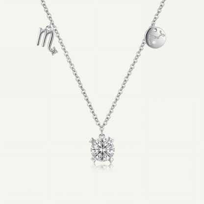Collar Constelación Escorpio Plata S925 plateado con piedra central cristal