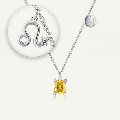 Collar Constelación Leo S925 plateado - lupa sobre el dije del signo