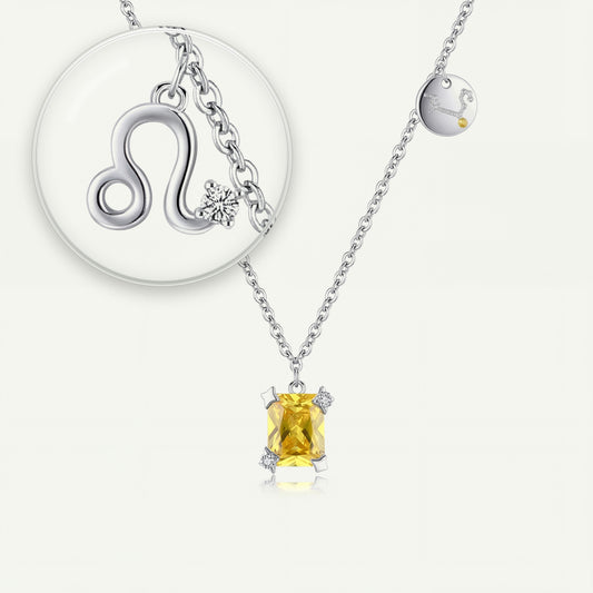 Collar Constelación Leo S925 plateado - lupa sobre el dije del signo