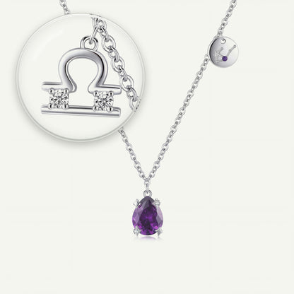 Collar Constelación Libra S925 plateado - lupa sobre el dije del signo