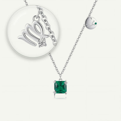 Collar Constelación Virgo S925 plateado - lupa sobre el dije del signo