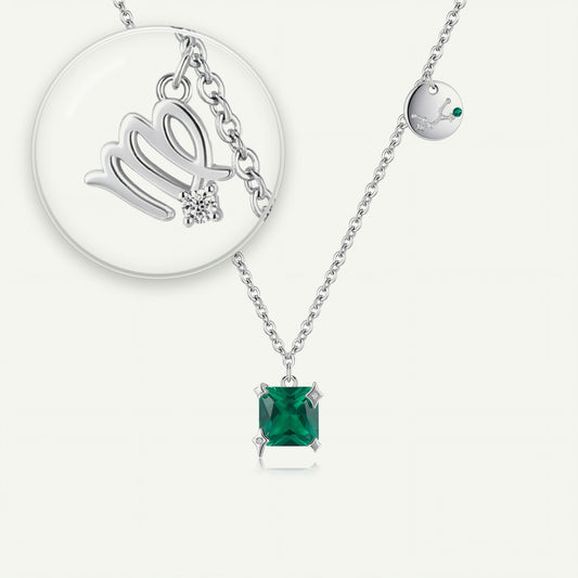 Collar Constelación Virgo S925 plateado - lupa sobre el dije del signo