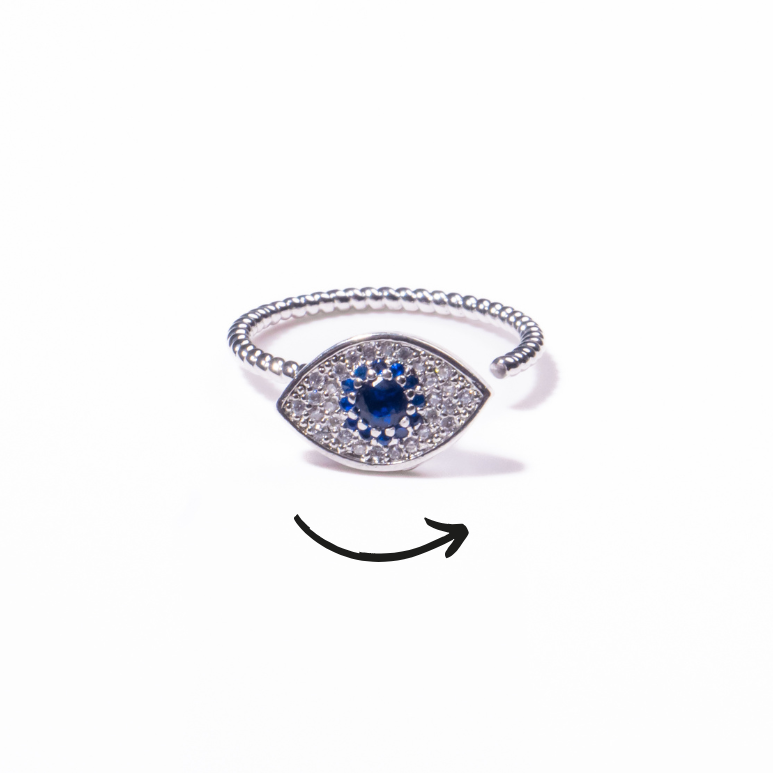 Anillo Anti Estrés Ojo Plateado